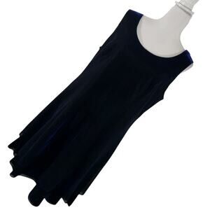 ASHLEY STEWART! IRIDESCENT NAVY BLUE DUAL LAYER SLEEVELESS DRESS! SZ 14W